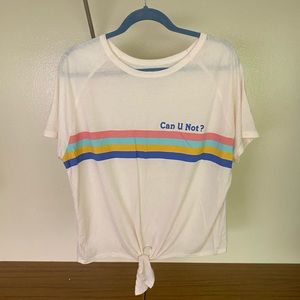 3 for $20 - Tie Front Shirt with Rainbow Stripes